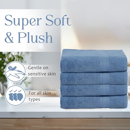 Ambra Linens 500 GSM Highly Absorbent Towels Set, 100% Cotton, Soft and Plush, All Seasons Use, Large, Everyday Use, Durable (4 Pcs Hand Towel Set, Sky Blue) - Image 2