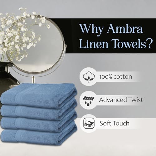 Ambra Linens 500 GSM Highly Absorbent Towels Set, 100% Cotton, Soft and Plush, All Seasons Use, Large, Everyday Use, Durable (4 Pcs Hand Towel Set, Sky Blue) - Image 5