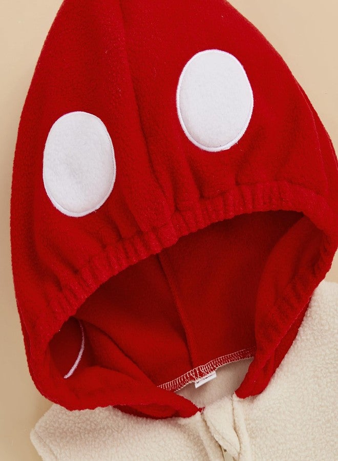 Pudcoco Infant Toddler Baby Boys Girls Halloween Costume Sleeveless Hoodie Romper Bodysuit and Leg Warmers Outfit Set (Red Mushroom, 12-18 Months) - Image 4