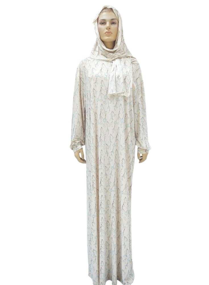 Dee's Fashion Women's printed Prayer Gown, Full Length Modest Islamic Robe, Long Sleeves, Comfortable and Elegant  - Image 3