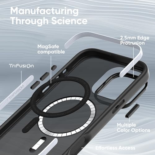 FLOLAB Surtect Tri-Fusion Magnetic for iPhone 16 Pro Case Protective Slim Design Magsafe Compatible Military Grade - Full Black - Image 4