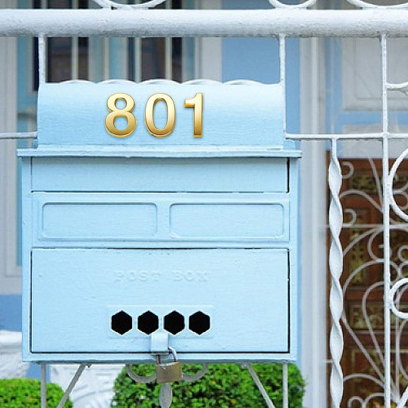 HopeWan 4 Inch Mailbox Numbers #3, Self Adhesive Door Adress Number Stickers for House Door, Apartment, Hotel Room, Outside or Yard Available, Metal Shiny, Pack of 2. (4 Inch - NO.3, Goldï¼‰ - Image 4
