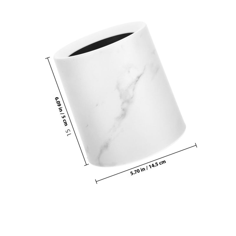Marble Pattern Small Desktop Trash Can White Wastebasket for Office Kitchen - Image 3