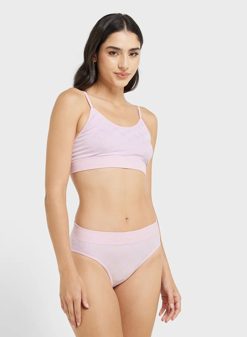 Ginger Heart Print Bralette & Brief Set