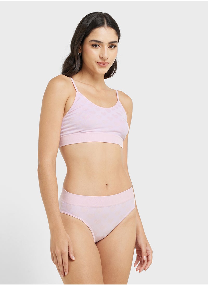 Ginger - Heart Print Bralette & Brief Set - Image 1