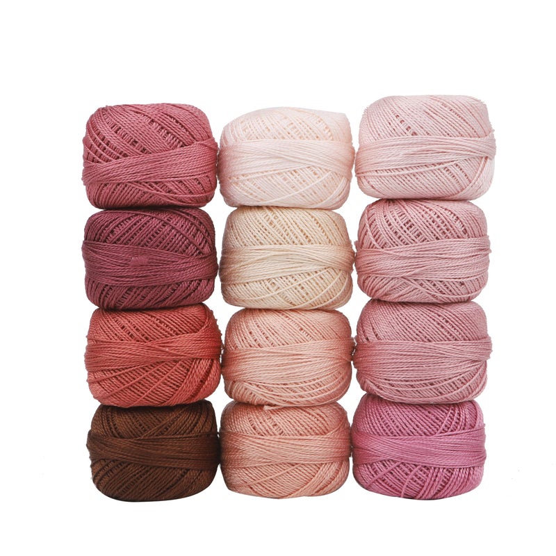 AMOHilos Size 8 Double Mercerized Egyptian Long Staple Cotton Pearl Thread 12 Gradient Colors per Box 5 Grams Ball Rainbow Color Embroidery Thread for Crochet Cross Stitch Hand Embroidery 12C - Image 3