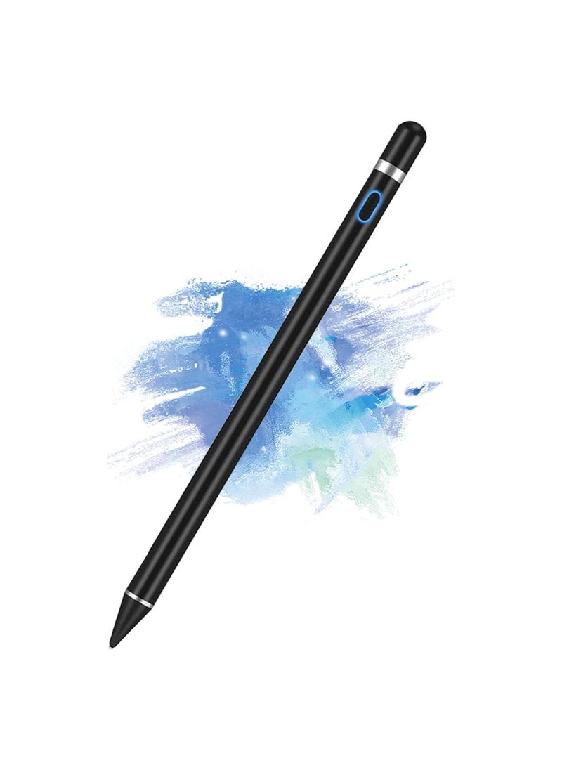 OMAKSS - Active Stylus Pen for Android,iOS, iPad/iPad 2/New iPad 3/iPad4/iPad Pro/iPad Mini/iPad Mini 2/3 /4 and Most Tablet,1.5mm Fine Point Rechargeable Digital Stylus Pen (Black) - Image 1