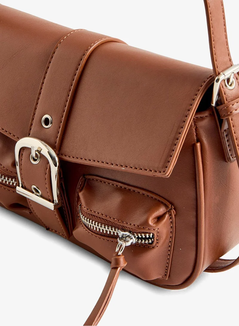 REDTAG Women Brown Embellished Crossbody Bag