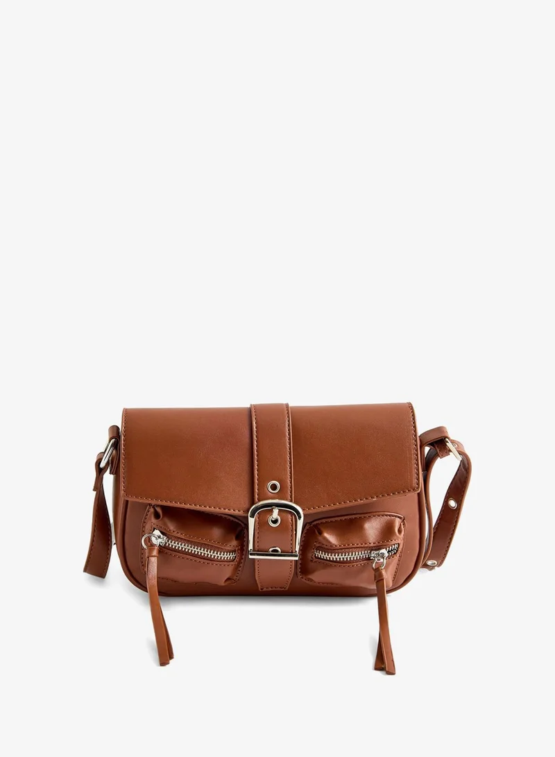 REDTAG Women Brown Embellished Crossbody Bag