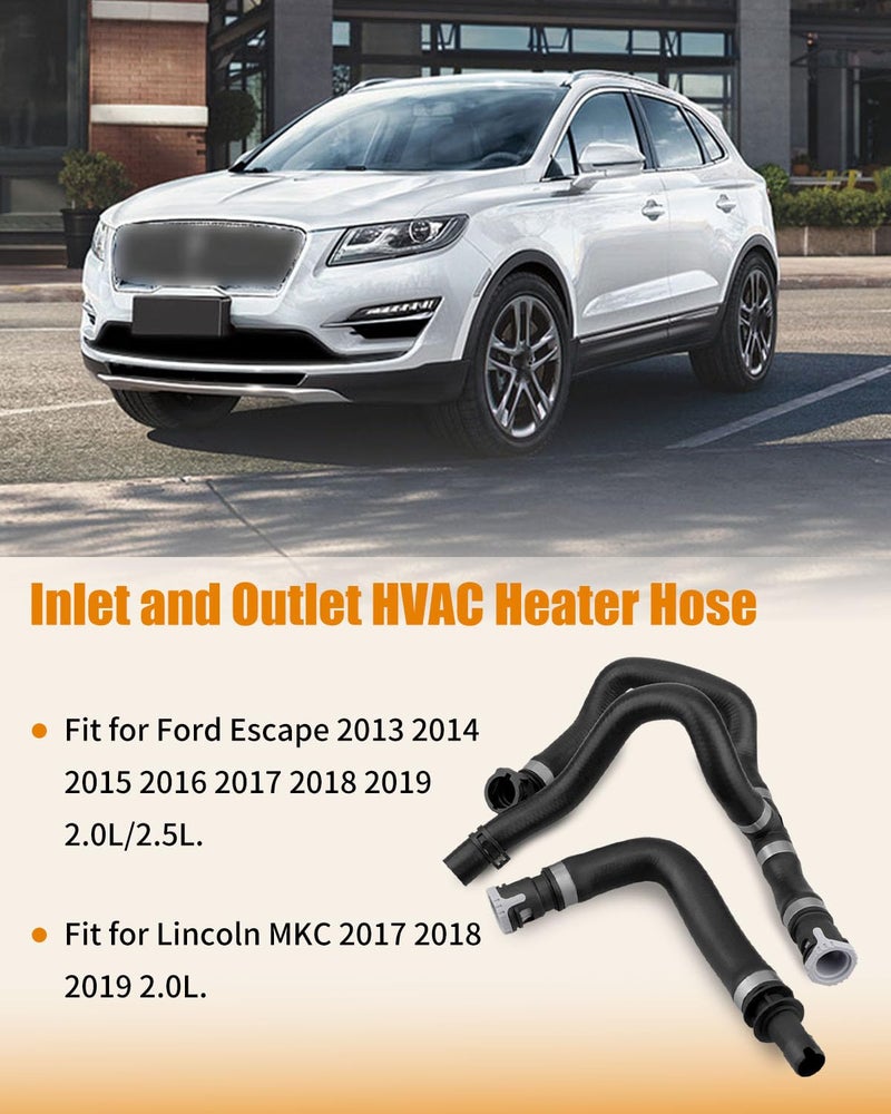 LANDSIN Inlet and Outlet HVAC Heater Hose Fit for Ford Escape 2013-2019 2.0L/2.5L, Fit for Lincoln MKC 2017-2019 2.0L, Engine Water Heater Hose Replacement CV6Z-18472-T CV6Z-18472-W - Image 2