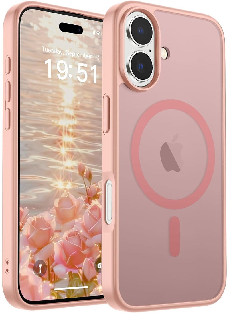 ACLIX Matte Magnetic case for iPhone 16 Plus , High Grade Drop Protection with Shockproof Strip, Translucent Matte Back Phone Case (Sand Pink) - Image 1