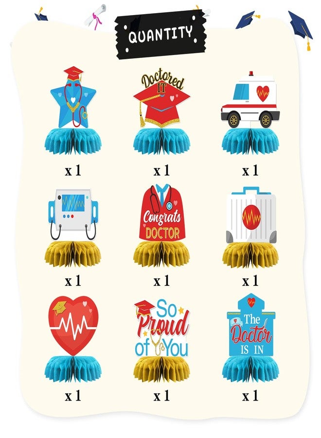 INNORU Congrats Doctor Table Honeycomb Centerpieces, Doctor Graduation Party Table Toppers Med School Graduation Decoration Supplies Medical Theme Table Centerpieces 9 PCS - Image 3