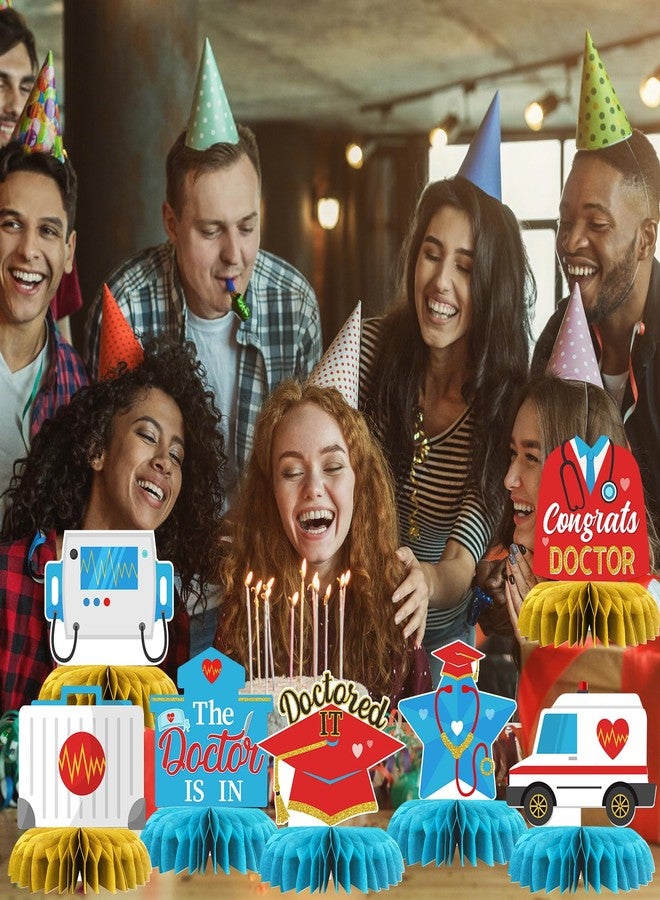 INNORU Congrats Doctor Table Honeycomb Centerpieces, Doctor Graduation Party Table Toppers Med School Graduation Decoration Supplies Medical Theme Table Centerpieces 9 PCS - Image 4