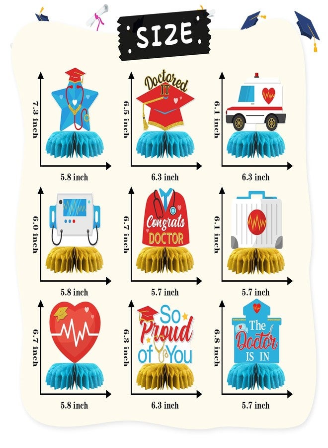 INNORU Congrats Doctor Table Honeycomb Centerpieces, Doctor Graduation Party Table Toppers Med School Graduation Decoration Supplies Medical Theme Table Centerpieces 9 PCS - Image 2