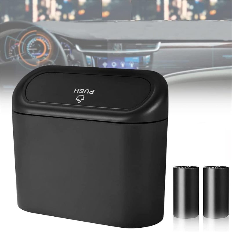 Tulsondai All consumer tier purchase options Car Trash Can with Lid, Mini Universal Vehicle Mini Leakproof Garbage Can Bin with 30pcs Trash Bags，Waterproof Car Bin for Front Back Seat Accessories for Auto Office Home(Black) Hot & cold climate compatible - Image 1