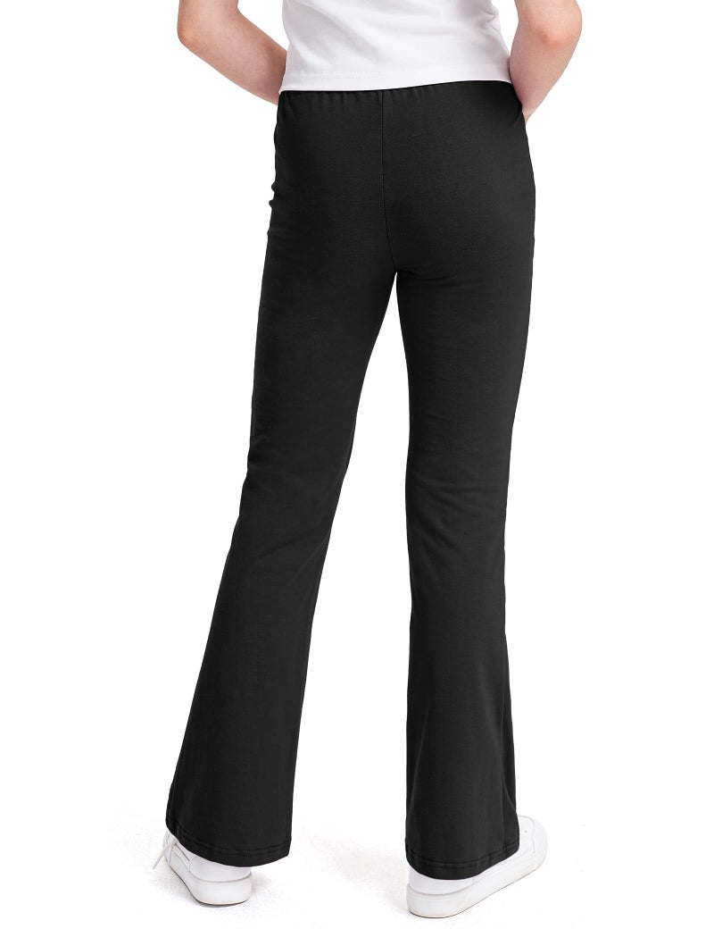 KEREDA 3 Pack School Uniform Pants for Girls Flare Leggings Bell Bottoms Trendy Clothes for Teen Girls Kids Black-Khaki-Navy 7-8 Years - Image 4