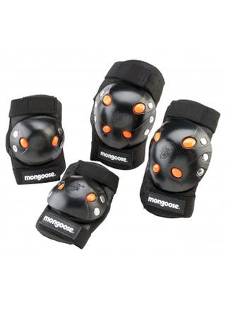 Mongoose Youth BMX Bike Gel Knee and Elbow Pad Set, Multi-Sport Protective Gear, Black/Orange - pzsku/Z26DAAFC6913D3BB7AD5CZ/45/_/1732282761/138b462c-feaf-407b-933e-2038c1f21c02
