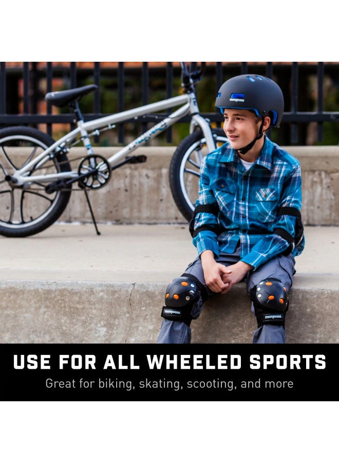 Mongoose Youth BMX Bike Gel Knee and Elbow Pad Set, Multi-Sport Protective Gear, Black/Orange
