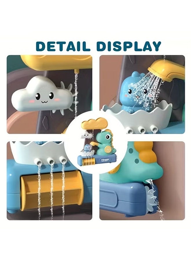 Baby bath toys, Dinosaur Baby Bath Toy, Toddler Bathtub Toys, Kids Shower Toy, Wall-Mount Bathtub Waterfall Play Set with Splash Water Sprayer, Birthday Gifts, Interactive Bathroom Activity Center for Toddlers Boys Girls - Image 5