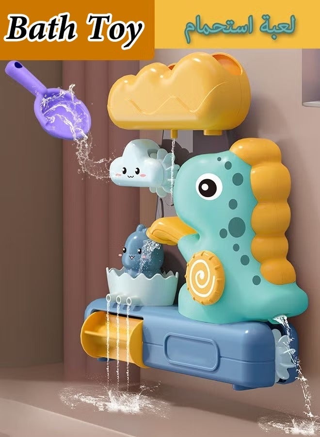 Baby bath toys, Dinosaur Baby Bath Toy, Toddler Bathtub Toys, Kids Shower Toy, Wall-Mount Bathtub Waterfall Play Set with Splash Water Sprayer, Birthday Gifts, Interactive Bathroom Activity Center for Toddlers Boys Girls - Image 1