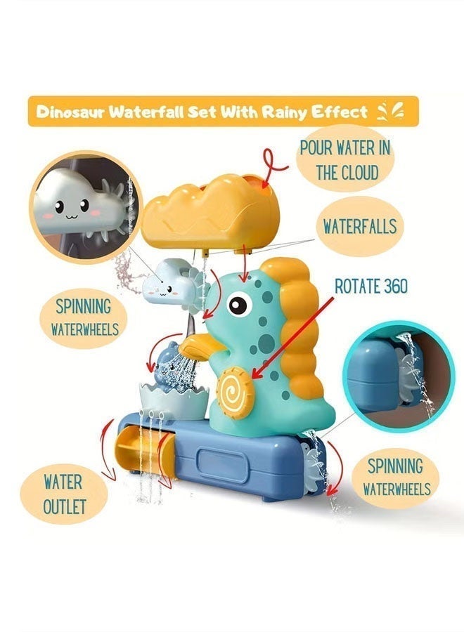 Baby bath toys, Dinosaur Baby Bath Toy, Toddler Bathtub Toys, Kids Shower Toy, Wall-Mount Bathtub Waterfall Play Set with Splash Water Sprayer, Birthday Gifts, Interactive Bathroom Activity Center for Toddlers Boys Girls - Image 4