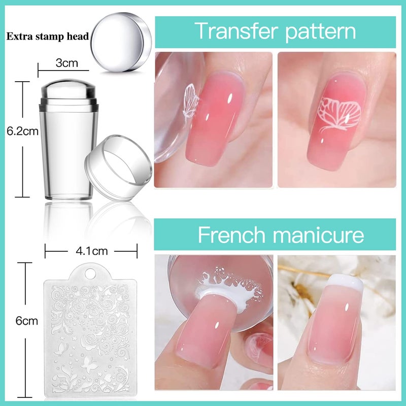 Biutee Nail Stamping Plates Set 15 pcs Nail Art Stamper Scraper Storage Bag Gift Box Nail Stamp Template Kit Lace Flower Butterfly Star Holiday Valentine Design Nail Image Plate - Image 3