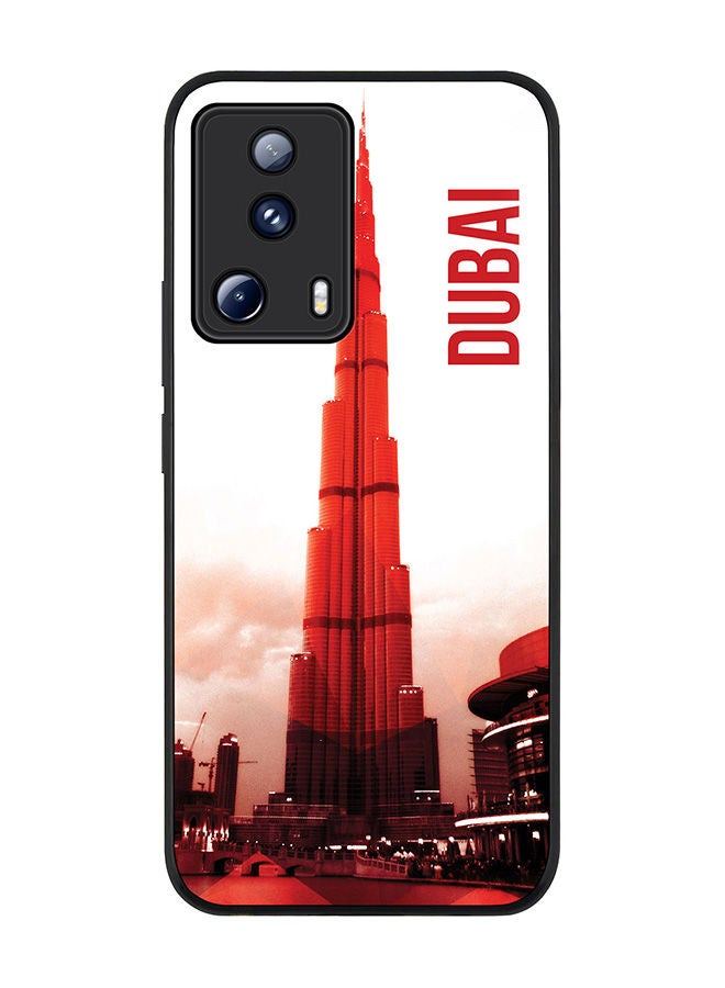 Stylizedd حافظة سوداء متينة لهاتف Xiaomi 13 Lite 5G / Xiaomi Civi 2 5G، حافظة مرنة رقيقة من المطاط مع حواف مضادة للسقوط - دبي - برج خليفة - Image 1