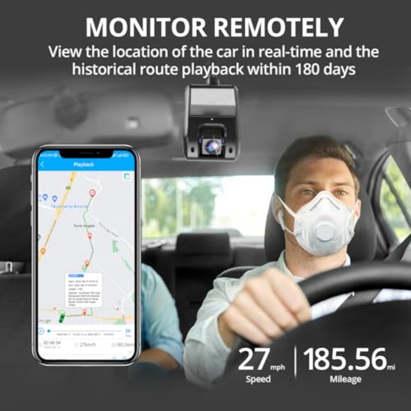 JC400P Dash Cam Live Video 4G, GPS Real Time Monitor 24H Remotely, Front and Inside Camera, Night Version- with SOS Alert, Fence Alert, 180-Day Playback - Image 2