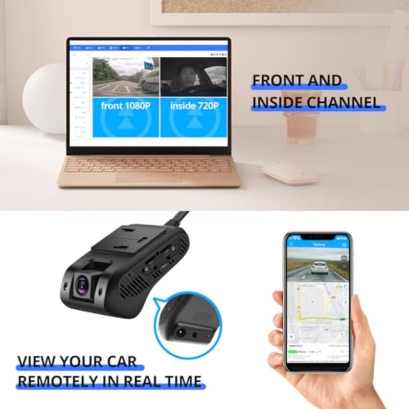 JC400P Dash Cam Live Video 4G, GPS Real Time Monitor 24H Remotely, Front and Inside Camera, Night Version- with SOS Alert, Fence Alert, 180-Day Playback - Image 3