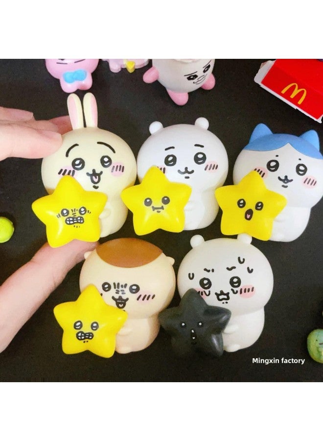 Japanese Chiikawa And Stars Light Jiyika Wow Star Light Glow Usaki Small Eight Doll Ornaments-Color:Sleeping Self-mocking Bear [full Set Of 4] No Repeating-Specifications:Motherland Version [color Box] Non-returnable And Non-exchangeable After Unpacking
