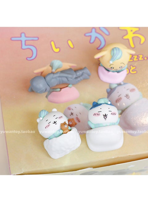 Japanese Chiikawa And Stars Light Jiyika Wow Star Light Glow Usaki Small Eight Doll Ornaments-Color:Sleeping Self-mocking Bear [full Set Of 4] No Repeating-Specifications:Motherland Version [color Box] Non-returnable And Non-exchangeable After Unpacking