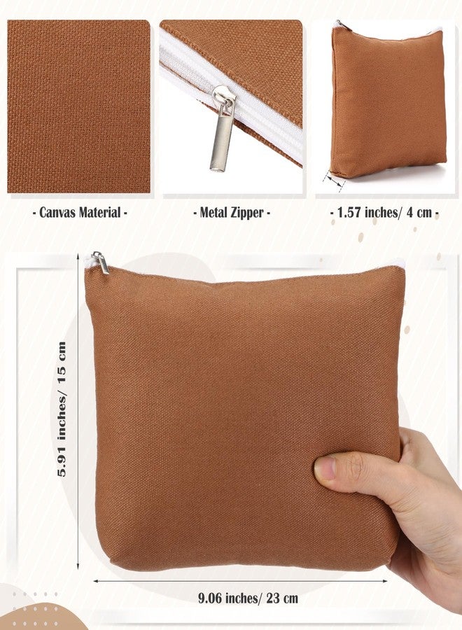 Reginary 10 Pcs Canvas Makeup Bags Bulk for Women Blank DIY Craft Pencil Pouch Multicolor Cosmetics Bag Travel Toiletry Pouch Gift for Mental Health Nurse Mother Teacher(Neutral Color) - Image 2