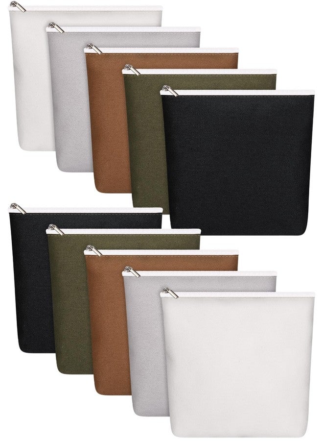 Reginary 10 Pcs Canvas Makeup Bags Bulk for Women Blank DIY Craft Pencil Pouch Multicolor Cosmetics Bag Travel Toiletry Pouch Gift for Mental Health Nurse Mother Teacher(Neutral Color) - Image 1
