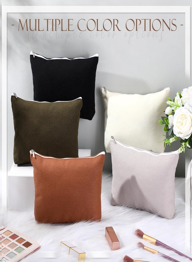 Reginary 10 Pcs Canvas Makeup Bags Bulk for Women Blank DIY Craft Pencil Pouch Multicolor Cosmetics Bag Travel Toiletry Pouch Gift for Mental Health Nurse Mother Teacher(Neutral Color) - Image 4
