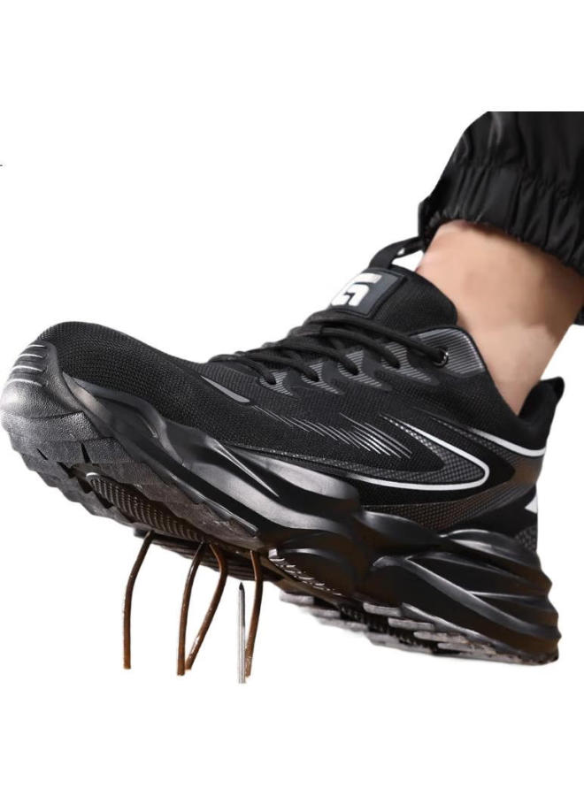 JUNBU Men'S Summer Breathable Steel Toe Anti-Smashing Anti-Piercing Ultra-Light Safety Work Shoes F118Bk 44 - Image 1