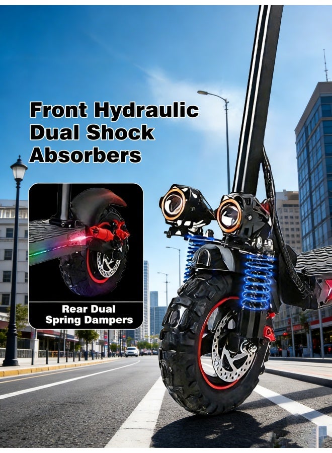 WAKYME Adult Electric Scooter with Seat, 60V 8000W Dual Power, Orange Finger Hook Vertical Handlebar with LCD E Scooter, 340lb Capacity, 13" Off-Road Tires for Commuting and Extreme Terrain - Image 4