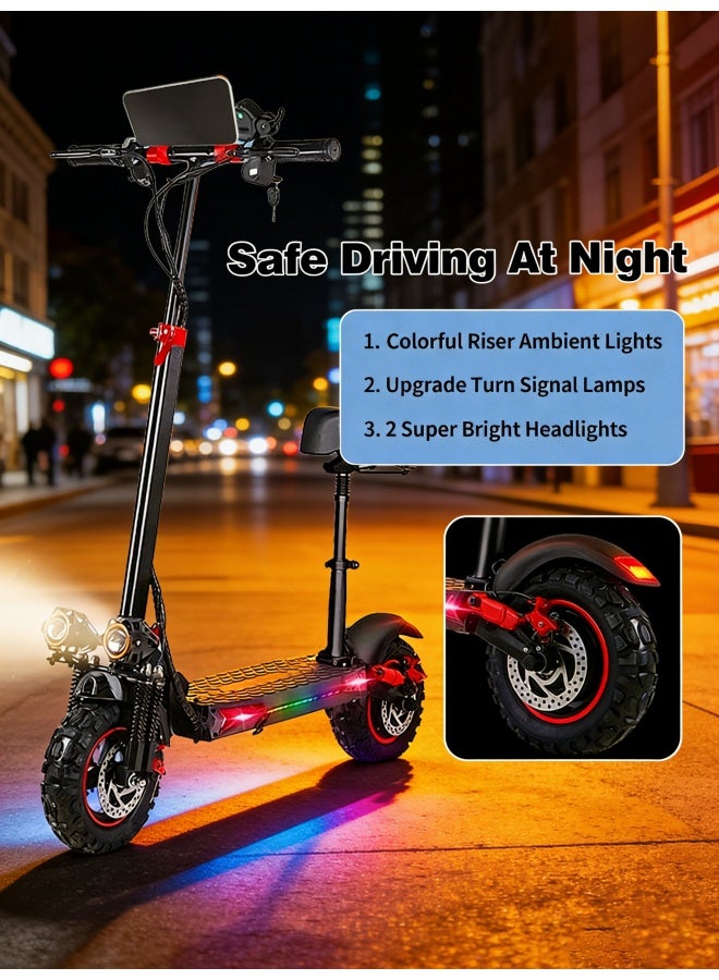 WAKYME Adult Electric Scooter with Seat, 60V 8000W Dual Power, Orange Finger Hook Vertical Handlebar with LCD E Scooter, 340lb Capacity, 13" Off-Road Tires for Commuting and Extreme Terrain - Image 3