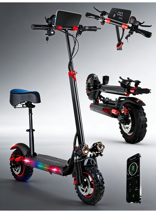 WAKYME Adult Electric Scooter with Seat, 60V 8000W Dual Power, Orange Finger Hook Vertical Handlebar with LCD E Scooter, 340lb Capacity, 13" Off-Road Tires for Commuting and Extreme Terrain - Image 1