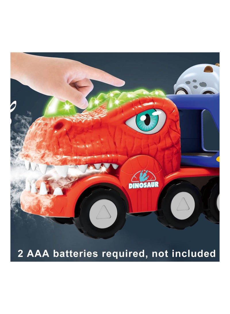 SYOSI Dinosaur Toy Truck Car Toys for Toddlers, 9 in 1 Carrier Trucks for 3 4 5 6 Years Old Boys and Girls, Friction Power Truck Transport Vehicles with Light and Sound, Toddlers Birthday Gift - Image 4