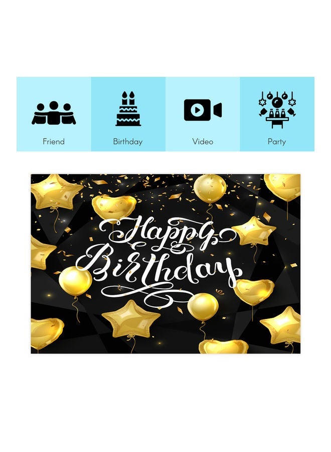 NIBEMINENT Backdrop Birthday Photography Background Cloth Black/Golden - Image 2