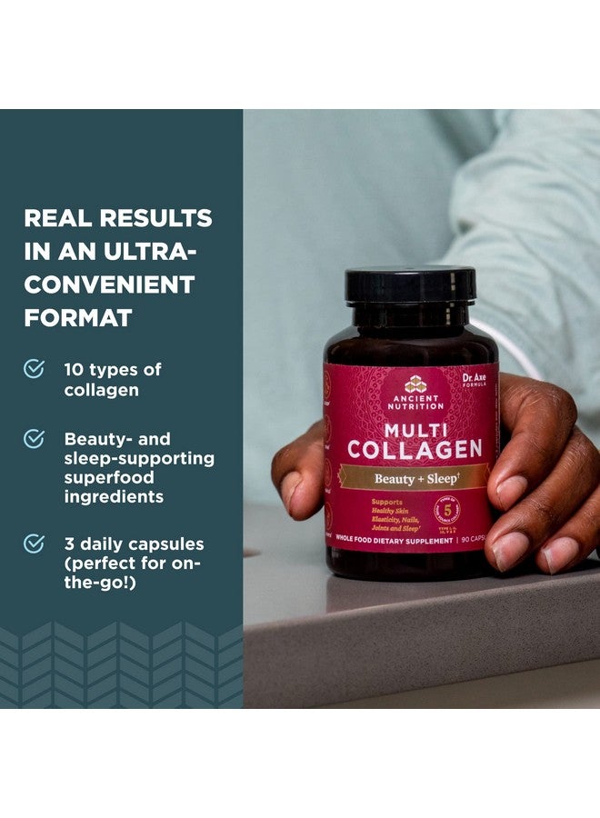Ancient Nutrition حبوب الكولاجين للشعر والبشرة والأظافر الجمال + النوم 90 حبة مكمل كولاجين + مغنيسيوم يدعم البشرة والأظافر النوم صديق باليو وكيتو خالي من الغلوتين - Image 4