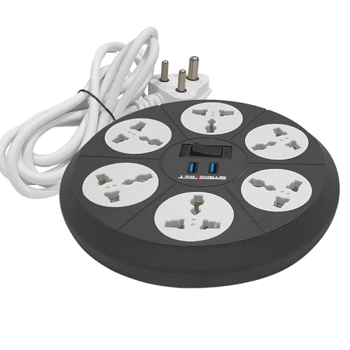 STANDLAST 6-Socket Extension Board with 2 USB (2.4A) | 3 Meter Surge Protector & 10A Spike Guard | Heavy Duty Extension Cord | Universal Socket Power Strip for Home,Office,TV, PC & Appliances - Grey - Image 4