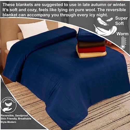 CHANDRAVATI Stylish Polar Fleece Single Bed AC Fleece Wool Blanket - 58x88 Inch || Skin Friendly || (4, Plain) - Image 4