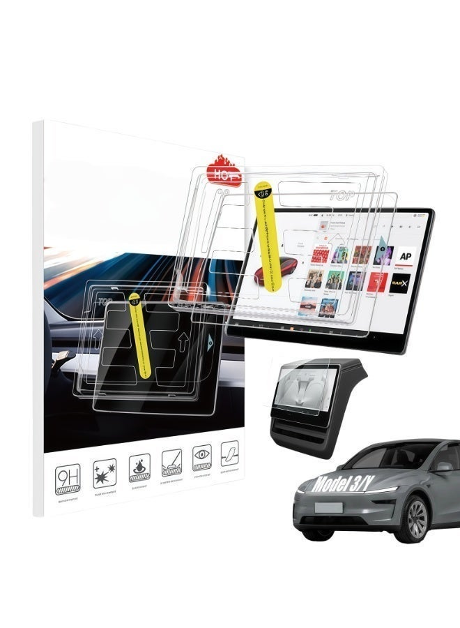 CHIYLE Screen Protector with Install Tool for Tesla Model Y 2025 Juniper（Not Fit 2026 Model Y） & 2024-2026 Model 3 Highland - Tempered Glass Full Coverage for Center Display and Rear Screen, Tesla Model Y Juniper accessories, Tesla Model Y accessories 2025, Tesla Model 3 accessories 2024, Tesla Model 3 accessories 2025, Tesla Model 3 accessories 2026, Tesla Model 3 Highland accessories. - Image 1