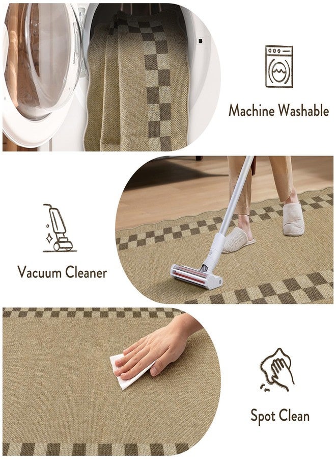 لايف بوكس سجادة ممر من الجوت سهلة الغسل من لايف بوكس، بنقشة مربعات، مناسبة للمطبخ، وسجادة قابلة للغسل بمقاس 2×6 باللون البني الفاتح، مناسبة للمدخل، وسجادة هندسية داخلية وخارجية مانعة للانزلاق، وسجادة باب عصرية، وسجادة منطقة لغرفة النوم أو الردهة. - Image 5