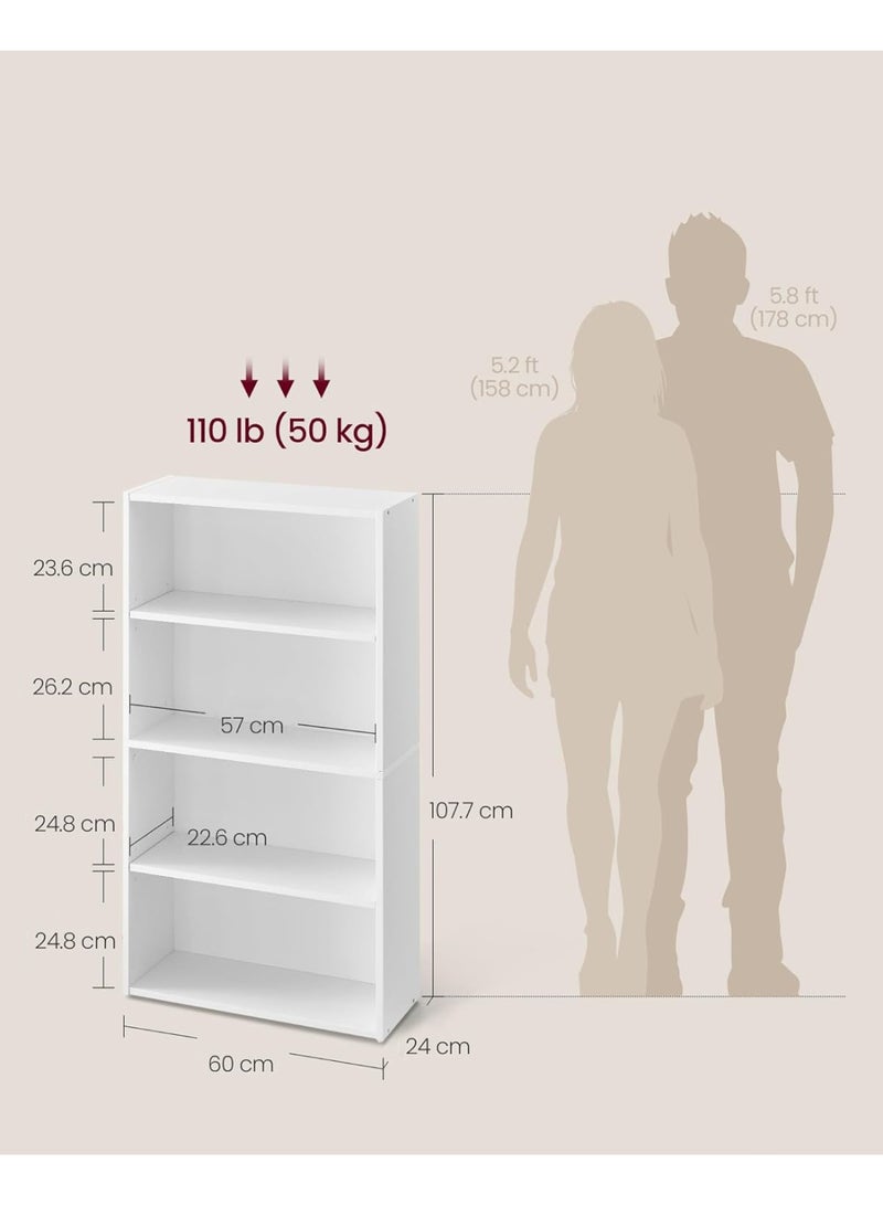 Chulovs 4 Tier Bookshelves and Bookcases bookshelf Floor Standing Display Storage Shelves 108cm Tall Bookcase Home Decor Furniture for Home Office, Living Room, Bed Room, Floor Standing Unit - Image 3