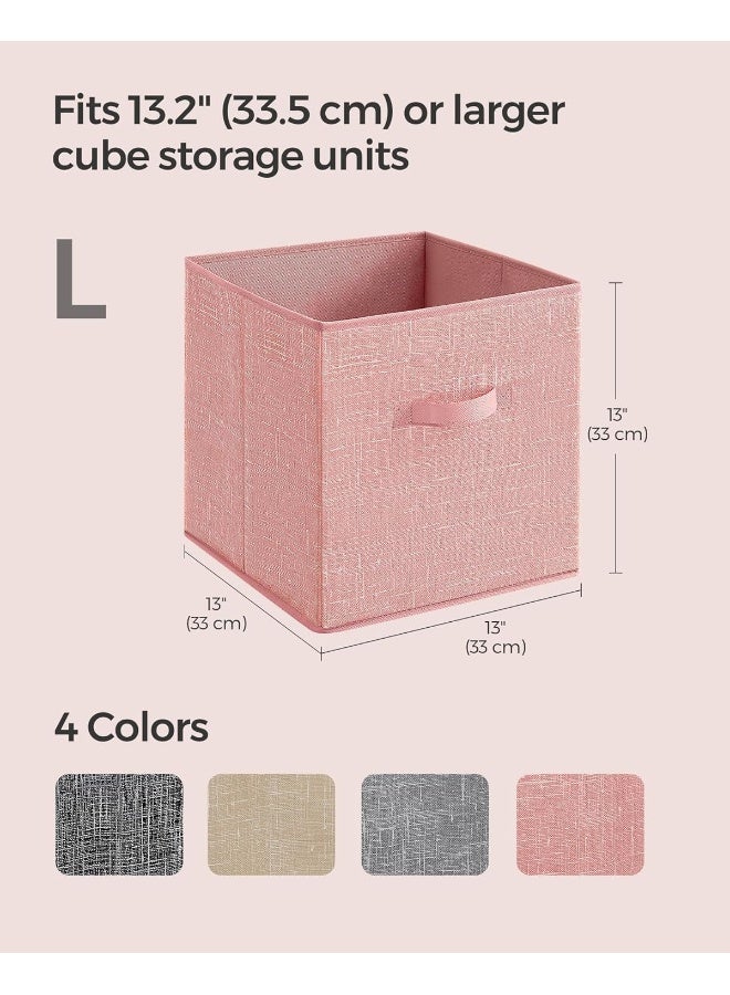 SONGMICS Storage Cubes, 13-Inch Non-Woven Fabric Bins with Double Handles, Set of 8, Closet Organizers for Shelves, Foldable, for Clothes, Jelly Pink - Image 5