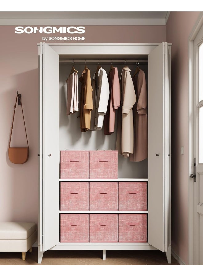 SONGMICS Storage Cubes, 13-Inch Non-Woven Fabric Bins with Double Handles, Set of 8, Closet Organizers for Shelves, Foldable, for Clothes, Jelly Pink - Image 2