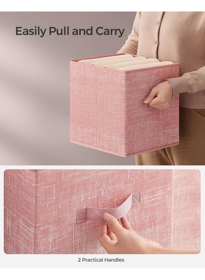SONGMICS Storage Cubes, 13-Inch Non-Woven Fabric Bins with Double Handles, Set of 8, Closet Organizers for Shelves, Foldable, for Clothes, Jelly Pink - Image 4
