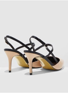 ELLA Pointed Toe Court Shoe With Contrast Straps  - Image 3